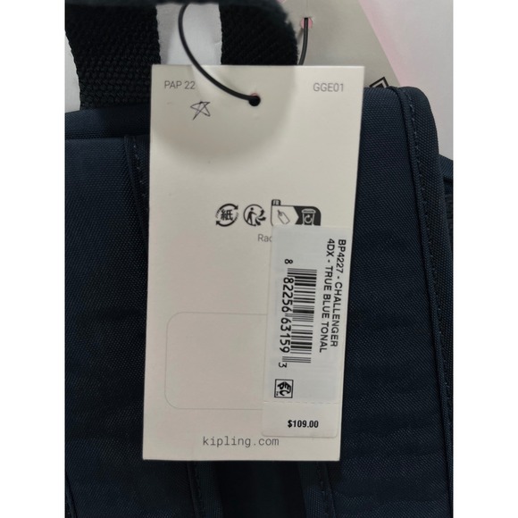 Kipling Challenger Backpack Dark Blue Small Travel Monkey Charm MSRP‎ $109 NEW